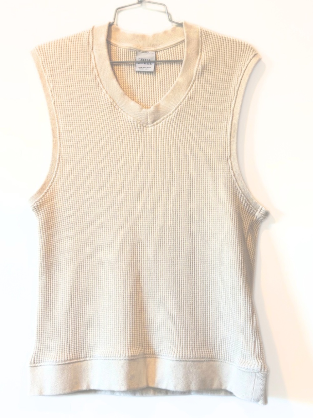 Zara Waffle Knit Pullover Vest Cream Size M